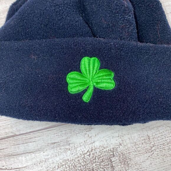 Toddler/baby shamrock fleece winter hat & mittens navy blue one size - Picture 3 of 9